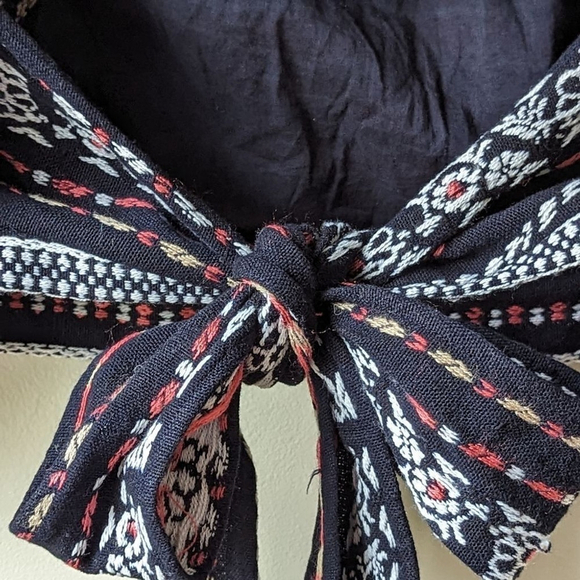 Anthropologie Woven Puff Sleeved Cropped Tie Back Top Boho Left Coast Collection - Picture 10 of 11